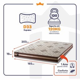 Colchão King King House Espuma D33 Chicago Super 193x203x19  - 3