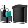 Dispenser Para Detergente/Esponja Lixeira 2,5 Litros Pia Cozinha Future Eleganza Preto - 3