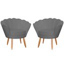 Ver imagem 1 de Kit 2 Poltronas Decorativa para Sala de Estar Charm Suede Cinza - Montanaris Decor MD MONTANARIS DEC