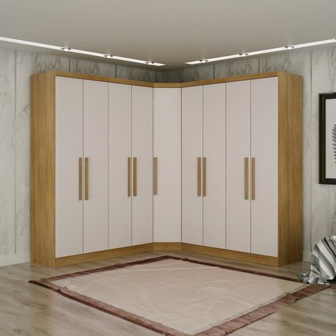Guarda-Roupa Casal 9 Portas 3 Peças Modulado Cairo Marrom/Cumaru/Fendi