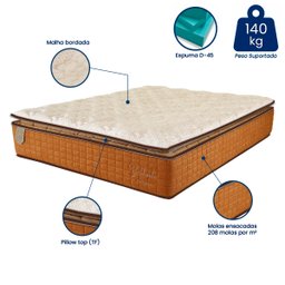 Colchão Casal Prorelax 138x188x30 Brilhante Molas Ensacadas Pillow Top Turn Free - Terracota - 4