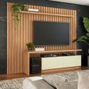Ver imagem 1 de Painel Ripado Mdf para Tv 2,23 X 1,83m com Rack e Bancada Tb183 Pradel Móveis-freijó/off White