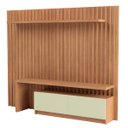 Ver imagem 4 de Painel Ripado Mdf para Tv 2,23 X 1,83m com Rack e Bancada Tb183 Pradel Móveis-freijó/off White