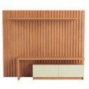 Ver imagem 3 de Painel Ripado Mdf para Tv 2,23 X 1,83m com Rack e Bancada Tb183 Pradel Móveis-freijó/off White