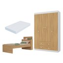 Ver imagem 1 de Jogo de Quarto Cama com Colchão Incluso e Guarda-Roupa 4 Portas 2 Gavetas Lira Multimóveis MP4839
