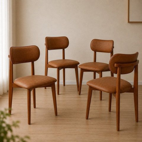Kit 4 Cadeiras Maya Revestida em Durango Ergônomica Design Delicado & Versátil