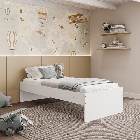Cama Solteiro Prisma 191,5x42,5cm Branco