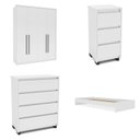 Ver imagem 2 de Guarda-roupa Sevilha 4 Portas Cômoda 4 Gavetas Mesa de Cabeceira 3 Gavetas Cama Infanto Juvenil