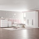 Ver imagem 1 de Guarda-roupa Sevilha 4 Portas Cômoda 4 Gavetas Mesa de Cabeceira 3 Gavetas Cama Infanto Juvenil