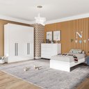 Ver imagem 1 de Guarda-roupa Sevilha 4 Portas Cômoda 4 Gavetas 1 Porta Cama Infanto Juvenil Solteiro