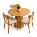 Ver imagem 1 de Mesa de Jantar Redonda 60cm em MDF Melamínico Freijó - Base Cone