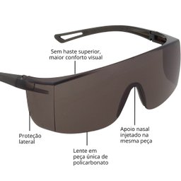 Óculos de Segurança Proteção Fumê Evolution Pro | Valeplast | 50 Un - 2