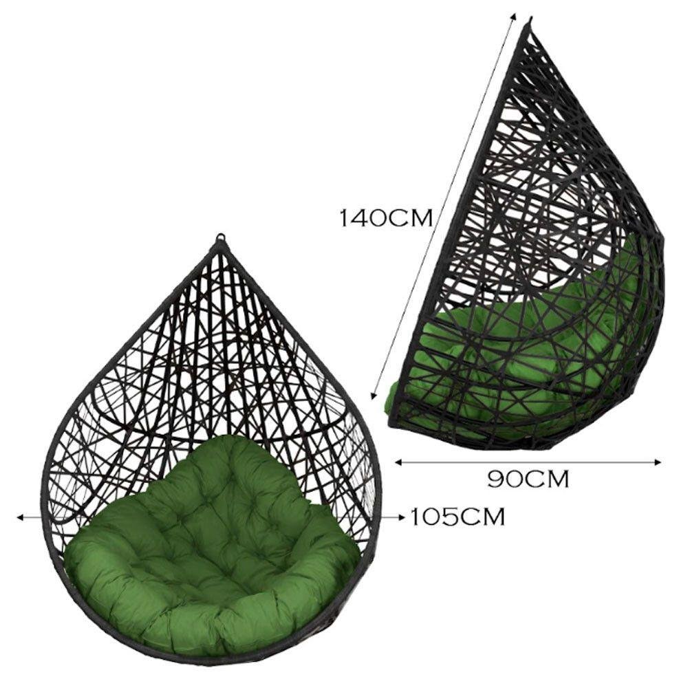 Cadeira Balanço Ninho Suspenso Gota Tramado C- Almofada Impermeável Acesse Móveis Preto-verde - 2