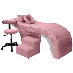 Kit Maca Estética Charme para Cílios + Mocho + Escada + Capa Veludo Cor:veludo Rosa Claro - 2