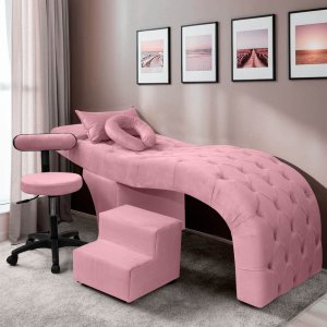 Kit Maca Estética Charme para Cílios + Mocho + Escada + Capa Veludo Cor:veludo Rosa Claro