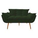 Ver imagem 1 de Namoradeira Decorativa Opala Suede Verde 2 Lugares Pés Madeira Mz Decor