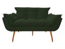 Ver imagem 1 de Namoradeira Decorativa Opala Suede Verde 2 Lugares Pés Madeira Mz Decor