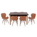 Ver imagem 1 de Conjunto Mesa de Jantar Juliette Preta 135cm com 6 Cadeiras Slim - Marrom