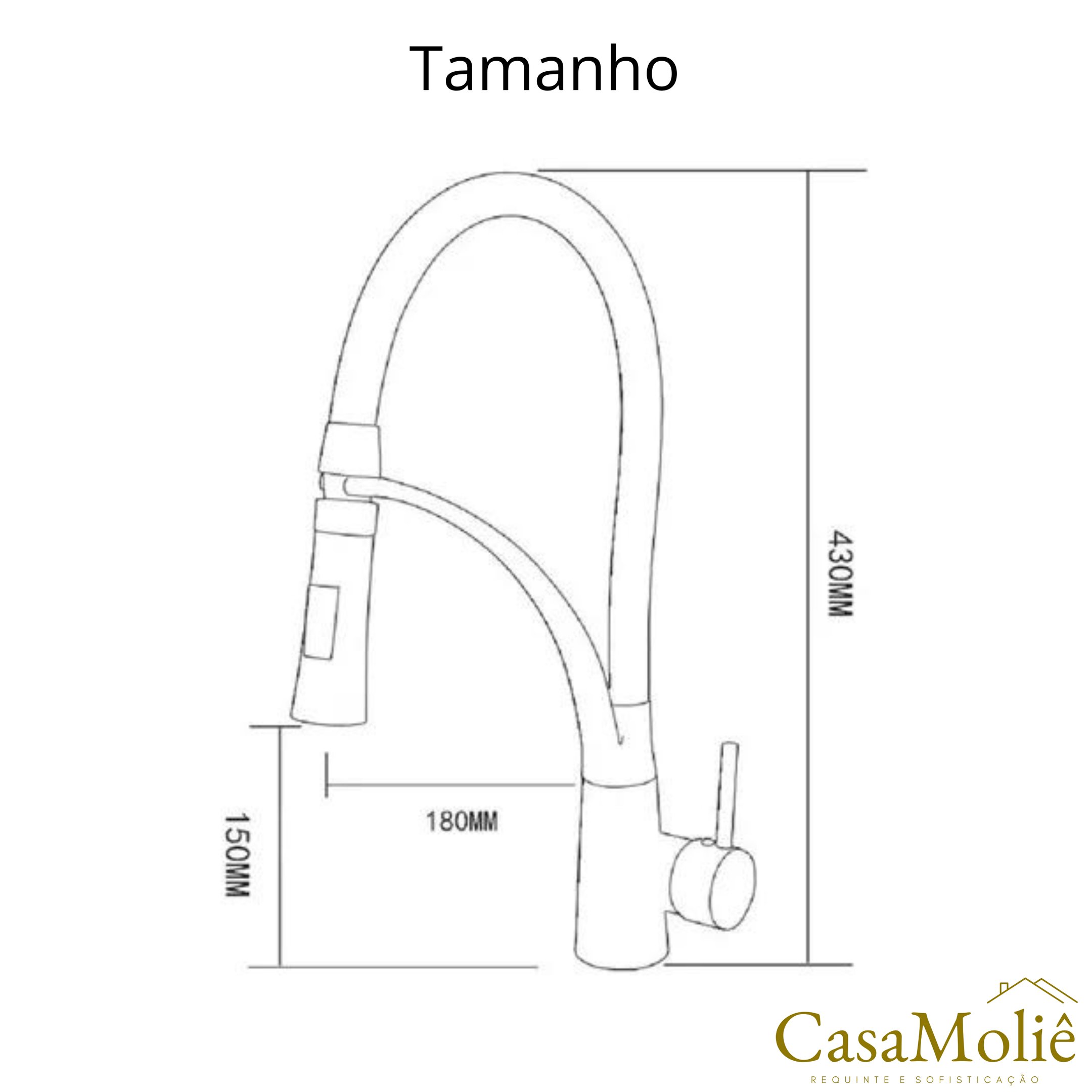 Torneira Cozinha Flexível Inox Preto C/ Monocomando - 5