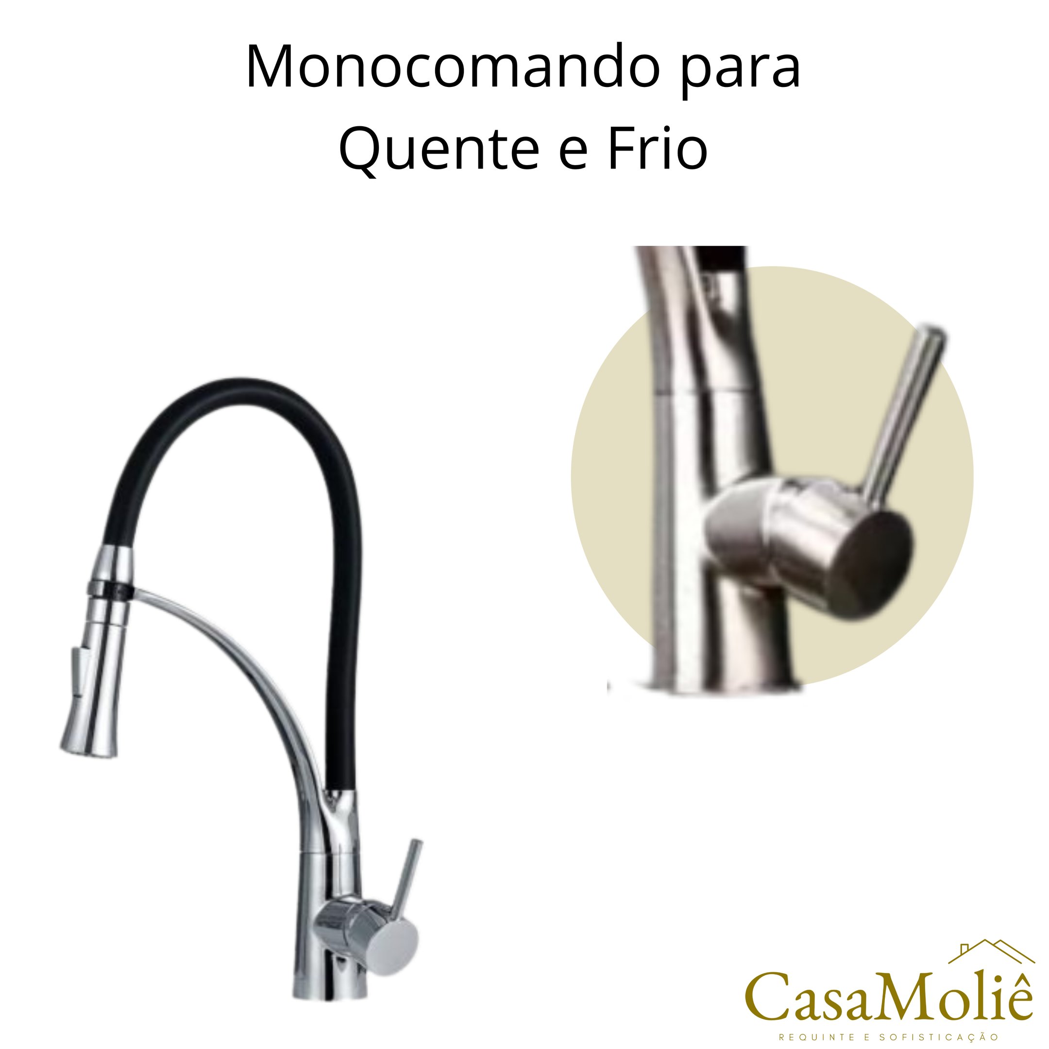 Torneira Cozinha Flexível Inox Preto C/ Monocomando - 3