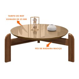 Mesa de Centro Redonda Akemi Champagne e Cedro - D'Rossi - 5