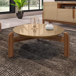 Mesa de Centro Redonda Akemi Champagne e Cedro - D'Rossi - 3