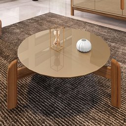 Mesa de Centro Redonda Akemi Champagne e Cedro - D'Rossi - 2