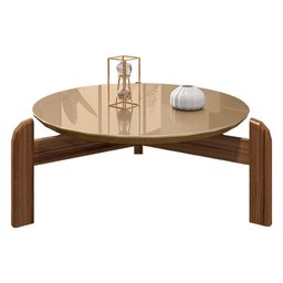 Mesa de Centro Redonda Akemi Champagne e Cedro - D'Rossi - 4