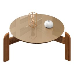 Mesa de Centro Redonda Akemi Champagne e Cedro - D'Rossi - 1