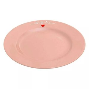 Prato de Sobremesa Lamour de Porcelana Rosa 19 Cm- Haüskraft