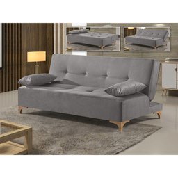 Sofá Cama 2 Lugares Living Linho M-143 Martins Cinza - 3 Sofá Cama 2 Lugares Living Linho M-143 Martins Cinza - 3