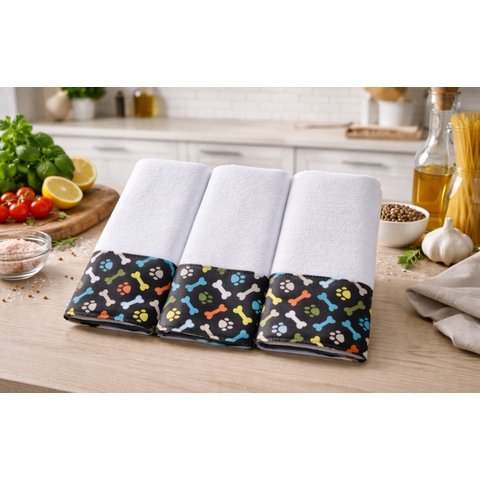 Kit Pano de Pratos 3 Peças - Pet Dog