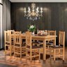 Conjunto Mesa de Jantar com 8 Cadeiras Estofadas Madeira Maciça Nogueira Santana Shop Jm - 1