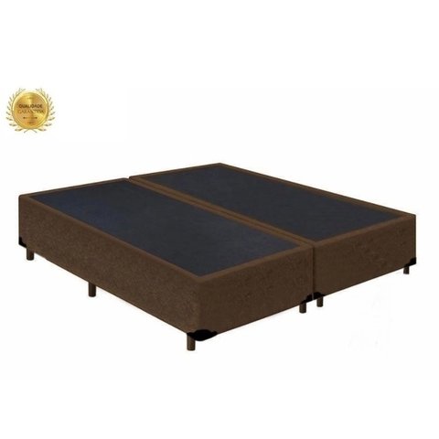Cama Box Bi-partida Queen Suede Marrom 158x198x28