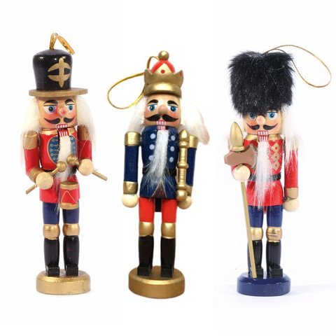 Quebra Nozes 3 Peças Madeira Enfeite Árvore Natal 12cm