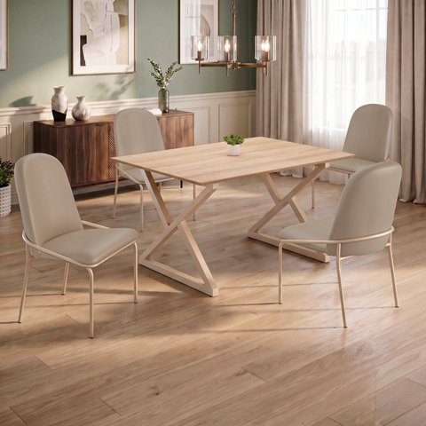 Conjunto para Sala de Jantar Mesa Império 120x90 com 4 Cadeiras Rubi