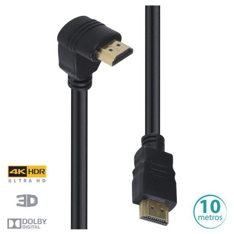 Cabo Hdmi 2.0 4k Ultra Hd 3d Conexao Ethernet com 01conector 90o 10 Metros - H2090-10