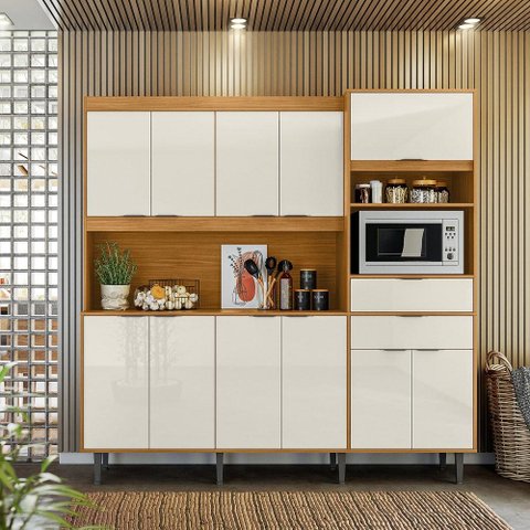 Kit Cozinha 2.0 Bahamas 10 Portas e 2 Gavetas - Tauari/Off White