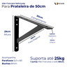 2x Suporte Mão Francesa Reforçada Preta 50cm - 2