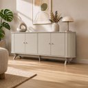 Ver imagem 1 de Balcão Buffet Aparador Curvo 180 cm X 78 cm 4 Portas Sala de Estar ou Jantar 100% MDF Dalla Costa