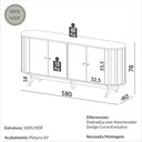 Ver imagem 3 de Balcão Buffet Aparador Curvo 180 cm X 78 cm 4 Portas Sala de Estar ou Jantar 100% MDF Dalla Costa