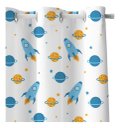 Ver imagem 3 de Cortina Infantil Foguetes Universo Tecido Premium 2,60x1,50m