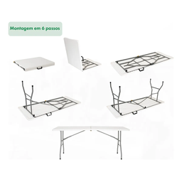 Mesa Dobravel Vira Maleta Portatil 1,80m Camping com Alça Premium. - 4 Mesa Dobravel Vira Maleta Portatil 1,80m Camping com Alça Premium. - 4