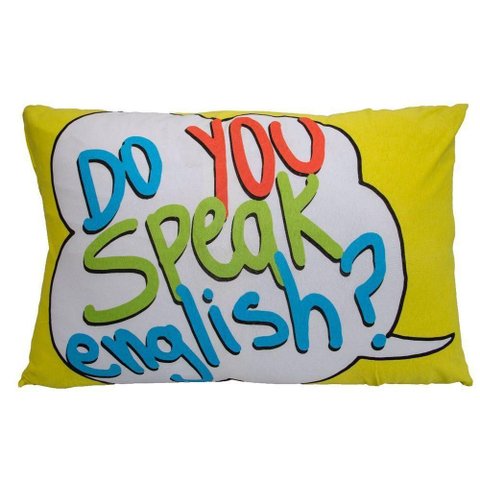 Fronha Portallar Malha 100% Algodão Estampa Localizada English 48cmx68cm Branco