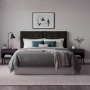 Ver imagem 4 de Cabeceira Estofada 140cm Dobrável P/ Cama de Casal Moderna: Preto