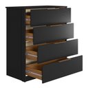 Ver imagem 3 de Cômoda Solteiro 4 Gavetas Alia Preto Prime Tx Amendola Demartêz Demóbile