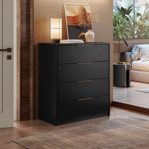 Cômoda Solteiro 4 Gavetas Alia Preto Prime Tx Amendola Demartêz Demóbile