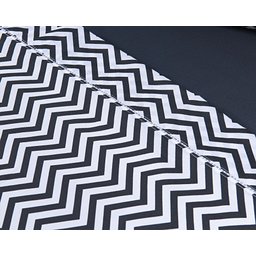 Jogo Lençol 4 Peças Cama Viúva 2,03mx1,20mx30cm 100% Algodão 180 Fios Ponto Palito Chevron Preto - 4