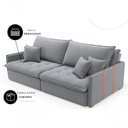 Ver imagem 3 de Sofá-Cama Maldivas 3 Lugares Retrátil e Reclinável 180cm Cinza Linho