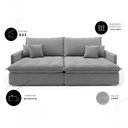 Ver imagem 2 de Sofá-Cama Maldivas 3 Lugares Retrátil e Reclinável 180cm Cinza Linho